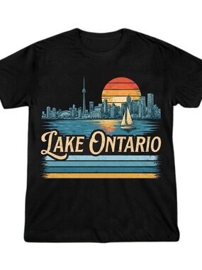 Gildan Shirt Lake Ontario Graphic Tee - Black